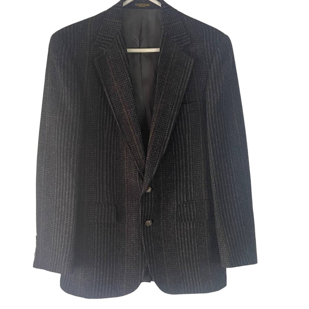Evan Picone Men's Size 39 Reg‎ 100% Wool Tweed Grey Black Blazer
